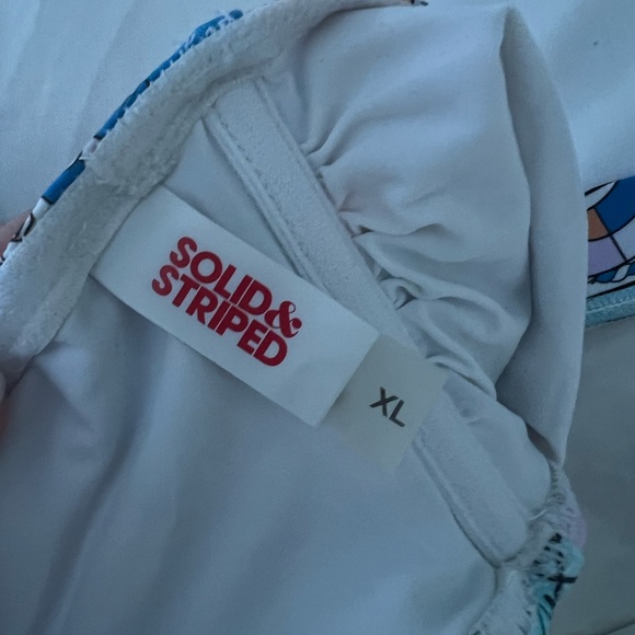 Solid and Striped High Waisted Strapless Bikinj - Picture 3 of 3